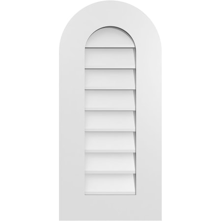Ekena Millwork Round Top Surface Mount PVC Gable Vent: Non-Functional, w/ 3-1/2"W x 1"P Standard Frame, 14"W x 30"H GVPRT14X3001SN